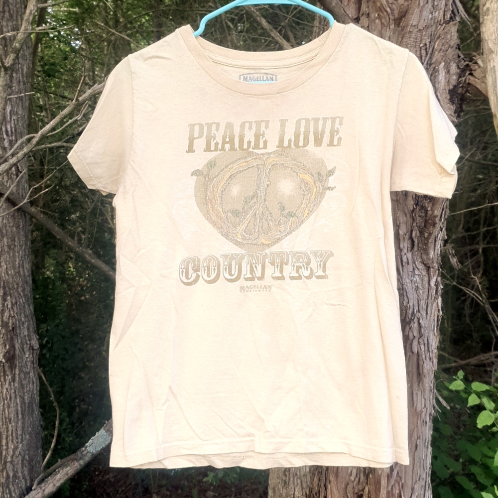 "Peace, Love, and Country" Creme Colored T-Shirt